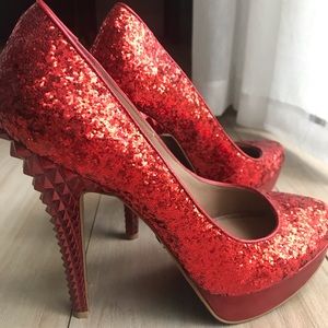 Red Glitter Pumps